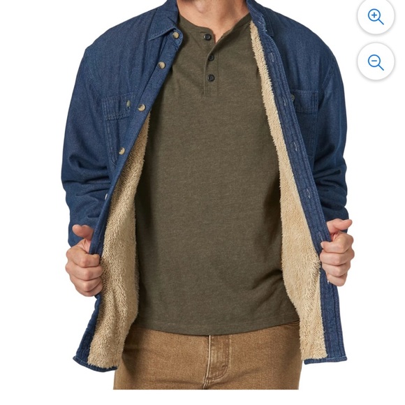 Wrangler Other - Wrangler Denim Sherpa Lined Button Up Shirt Jacket Shacket Men's Size M Unisex